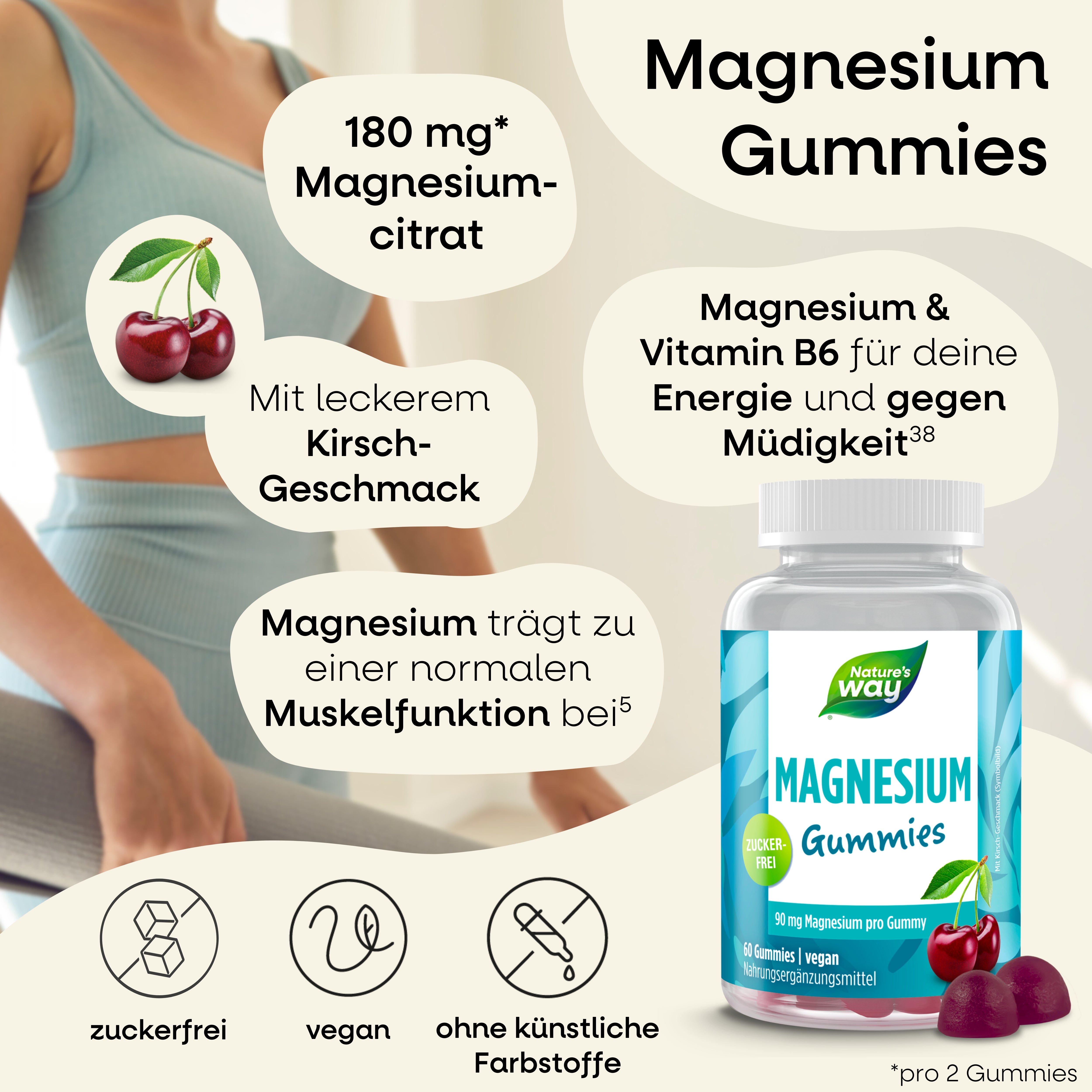 Sport Set I Vitamine für Sportler:innen I 180 mg Magnesium I 500 mg Calcium I vegetarisch I 120 Stk
