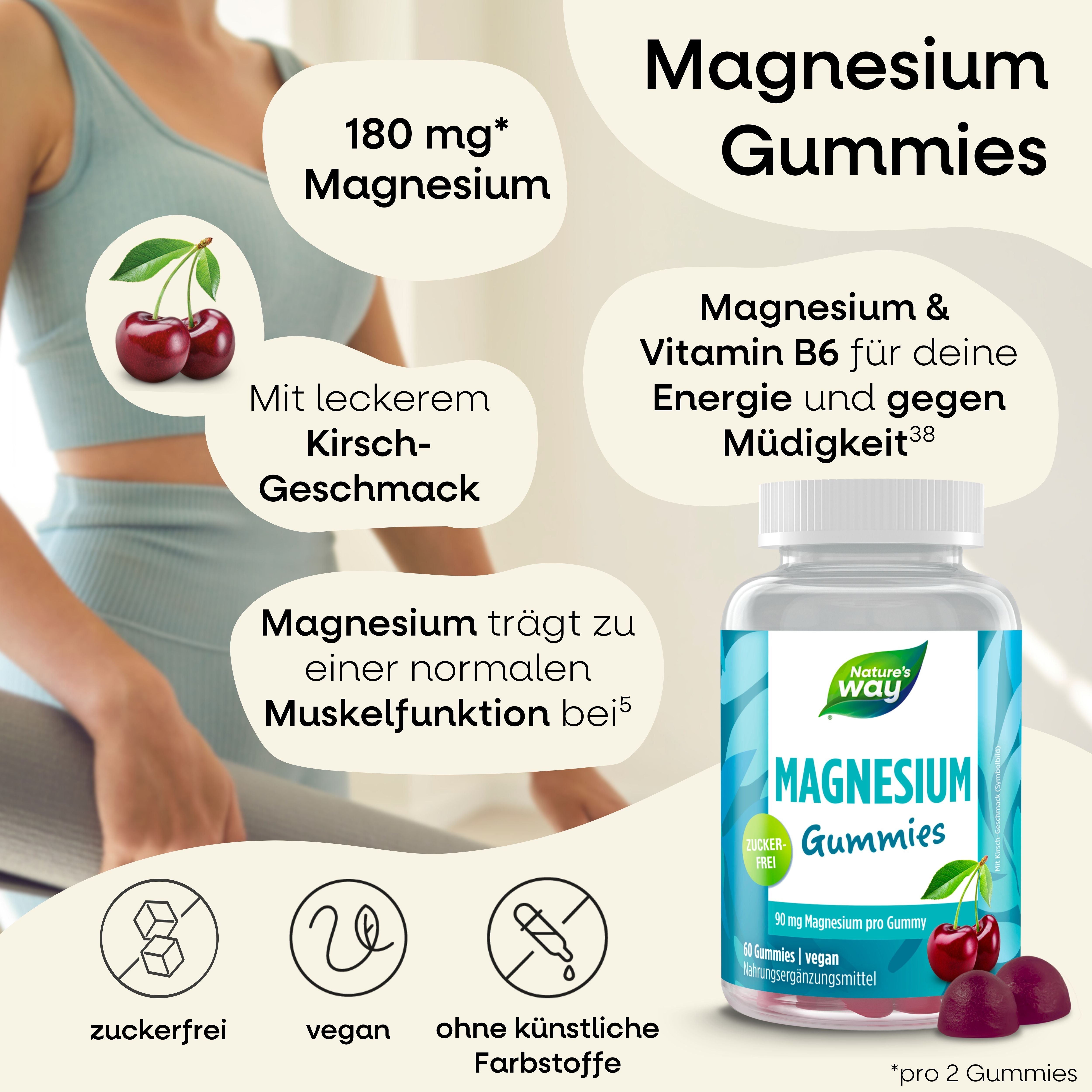 Sport Set I Vitamine für Sportler:innen I 180 mg Magnesium I 500 mg Calcium I vegetarisch I 120 Stk