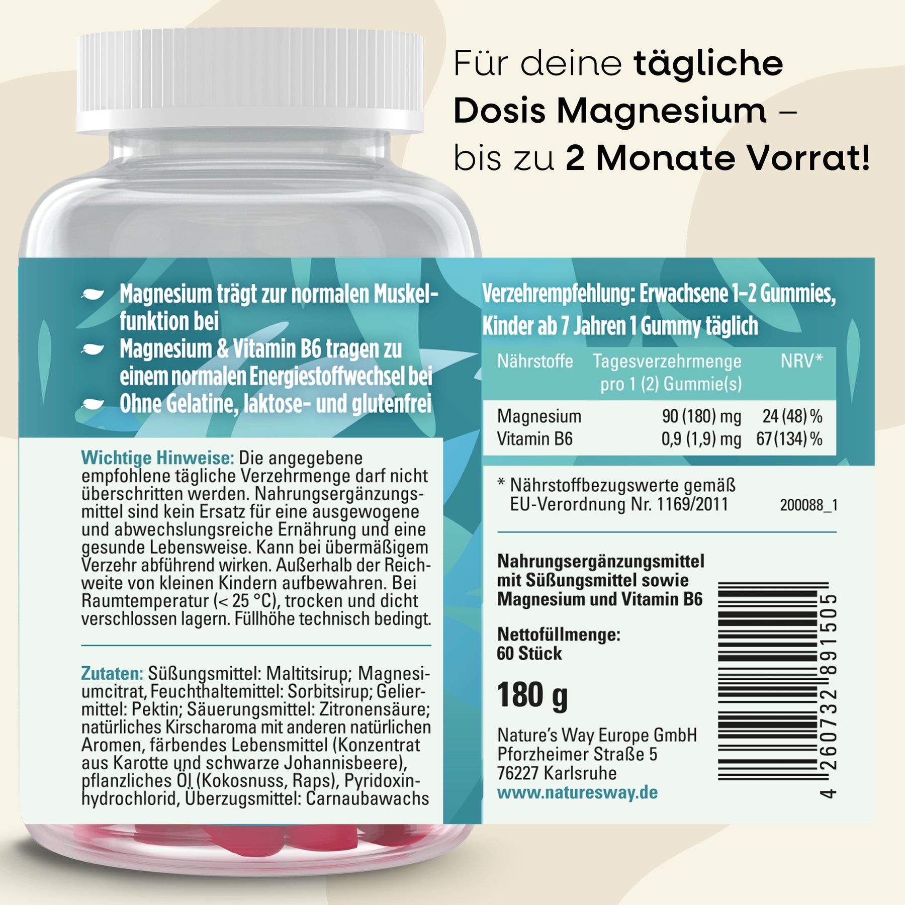 Magnesium Gummibärchen zuckerfrei Nature's Way