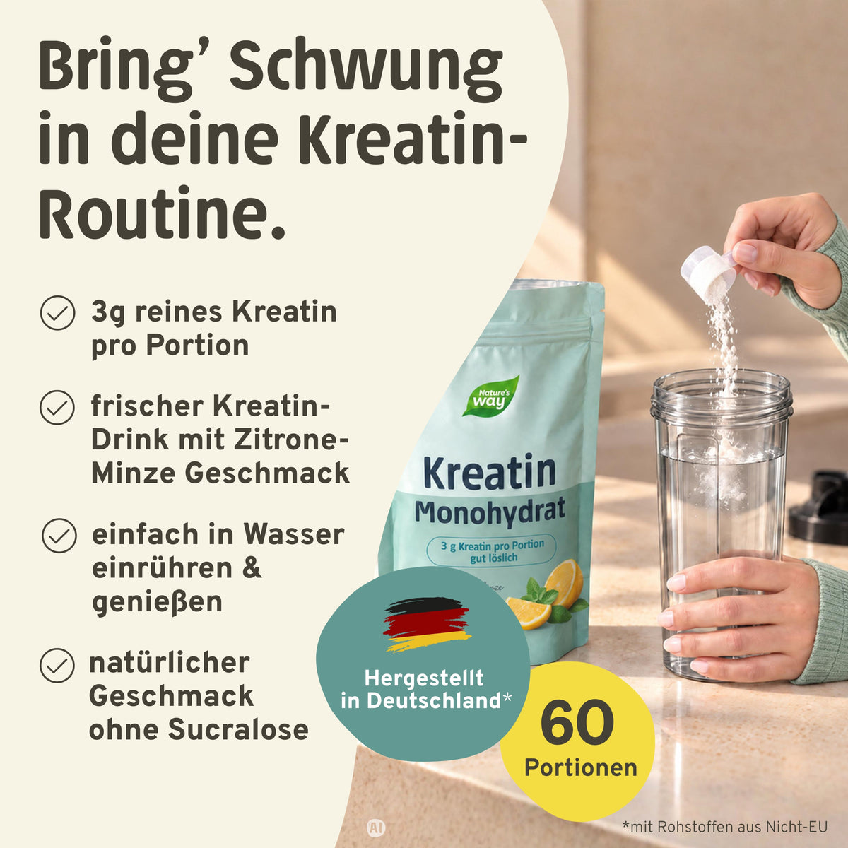 Kreatin Monohydrat Zitrone Minze Nature's Way
