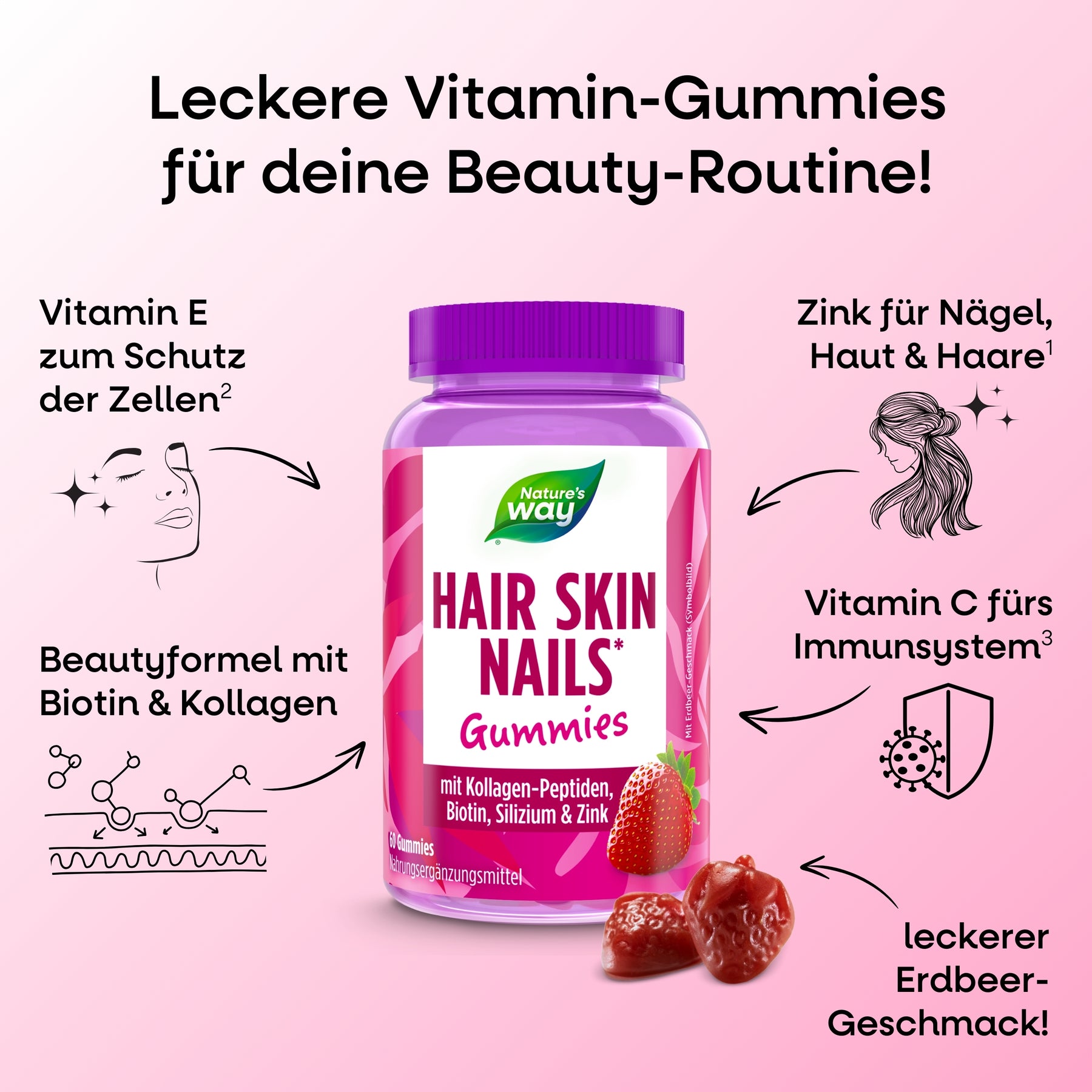 Hair Skin Nails Gummies Benefits Nature´s Way
